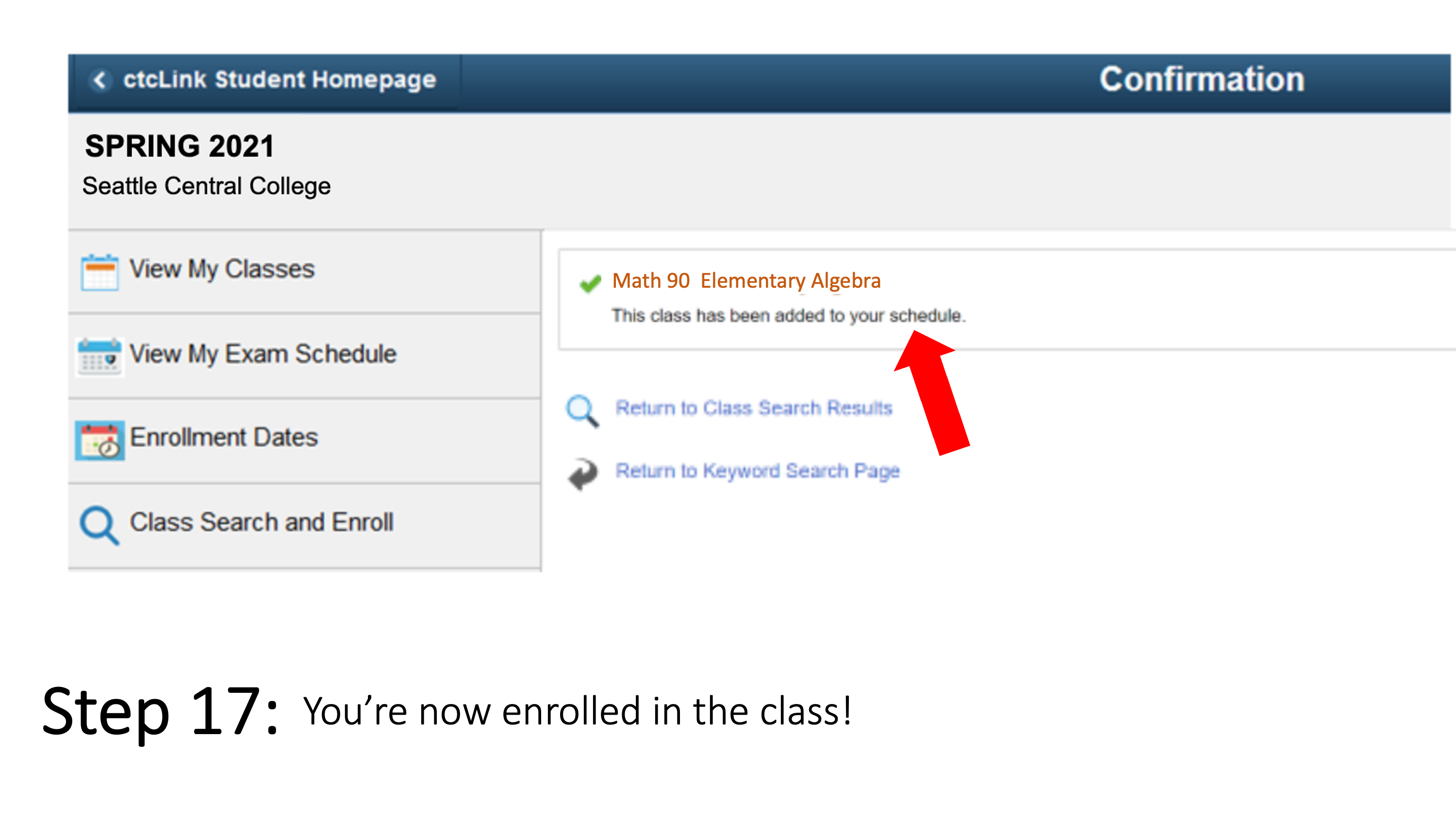 You’re now enrolled in the class!