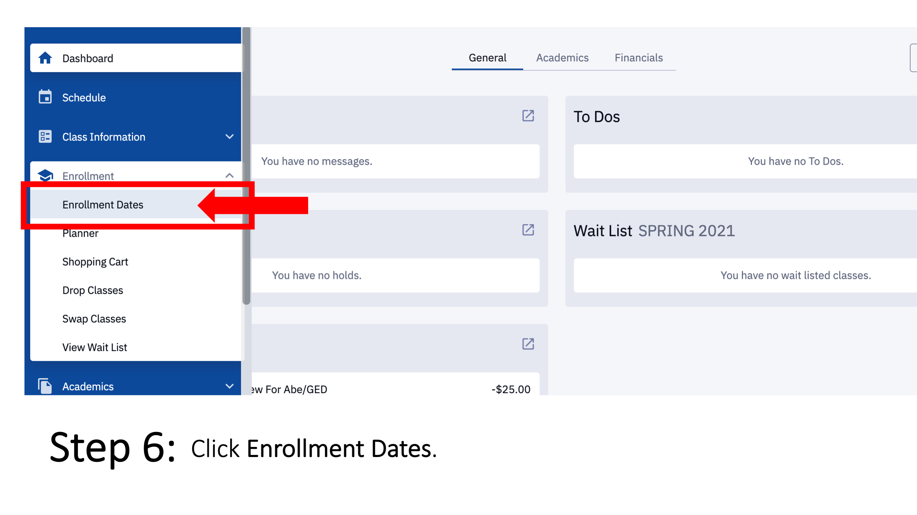 Step 6: Click Enrollment Dates.