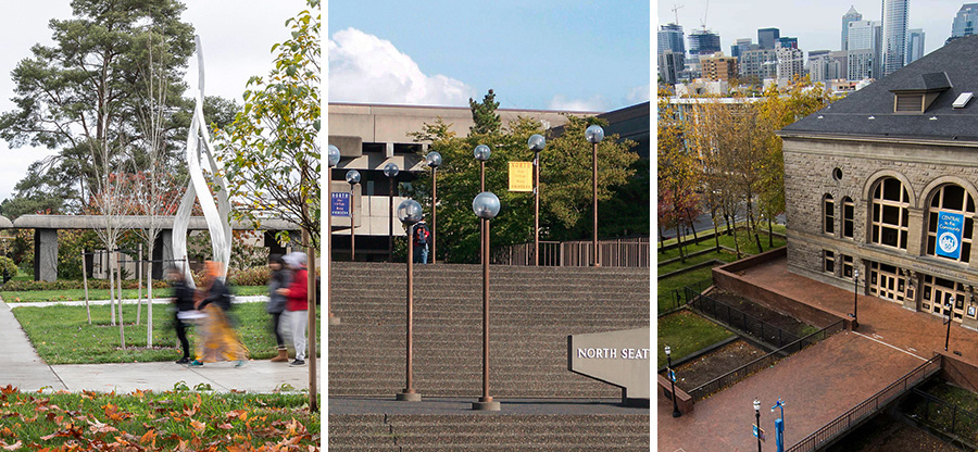 triptych image of our three college campuses