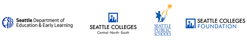 City of Seattle, Seattle Public Schools and Seattle Colleges logos - Seattle Promise partners