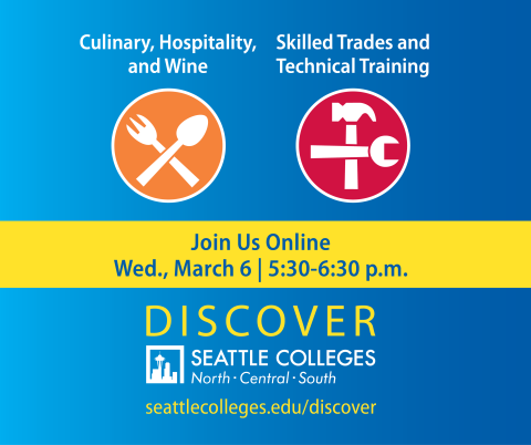 Culinary, Hospitality, and Wine, Skilled Trades and Technical Training areas of study online event image for Facebook