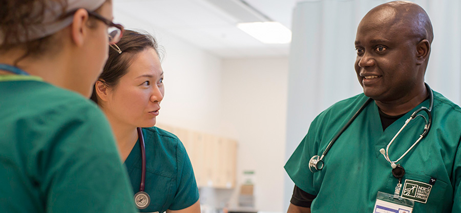 North Seattle College medical assisting students working together