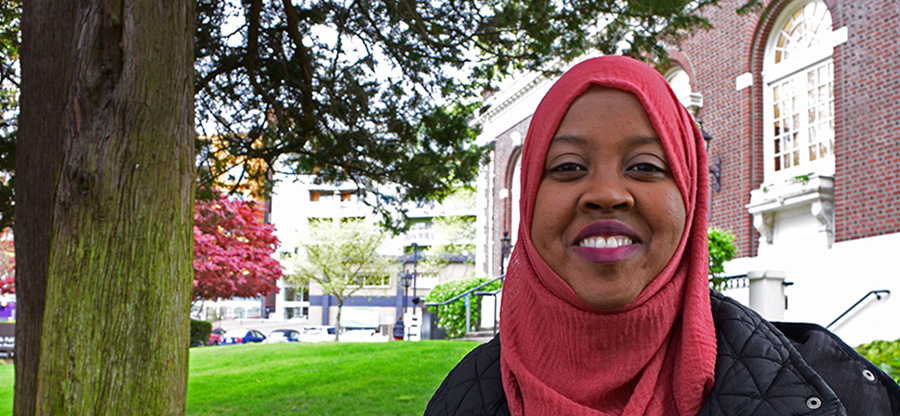 Seattle Central College student on the lawn