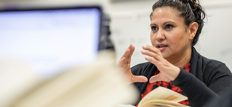 South Seattle College student participating in class