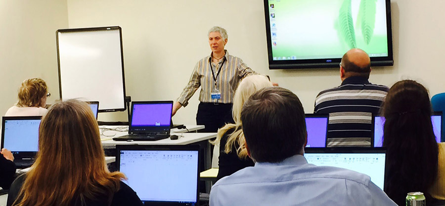 Computer training session led by instructor