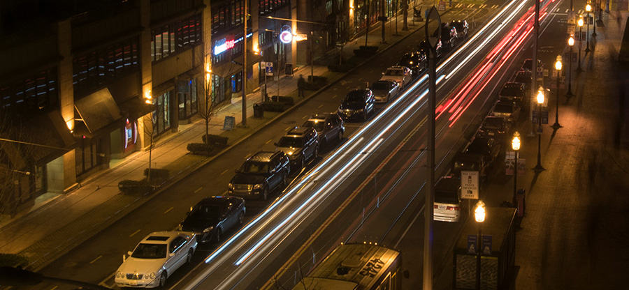  Seattle Central along Broadway with parked cars 