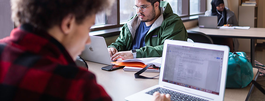  Seattle Central College math students in open study area 