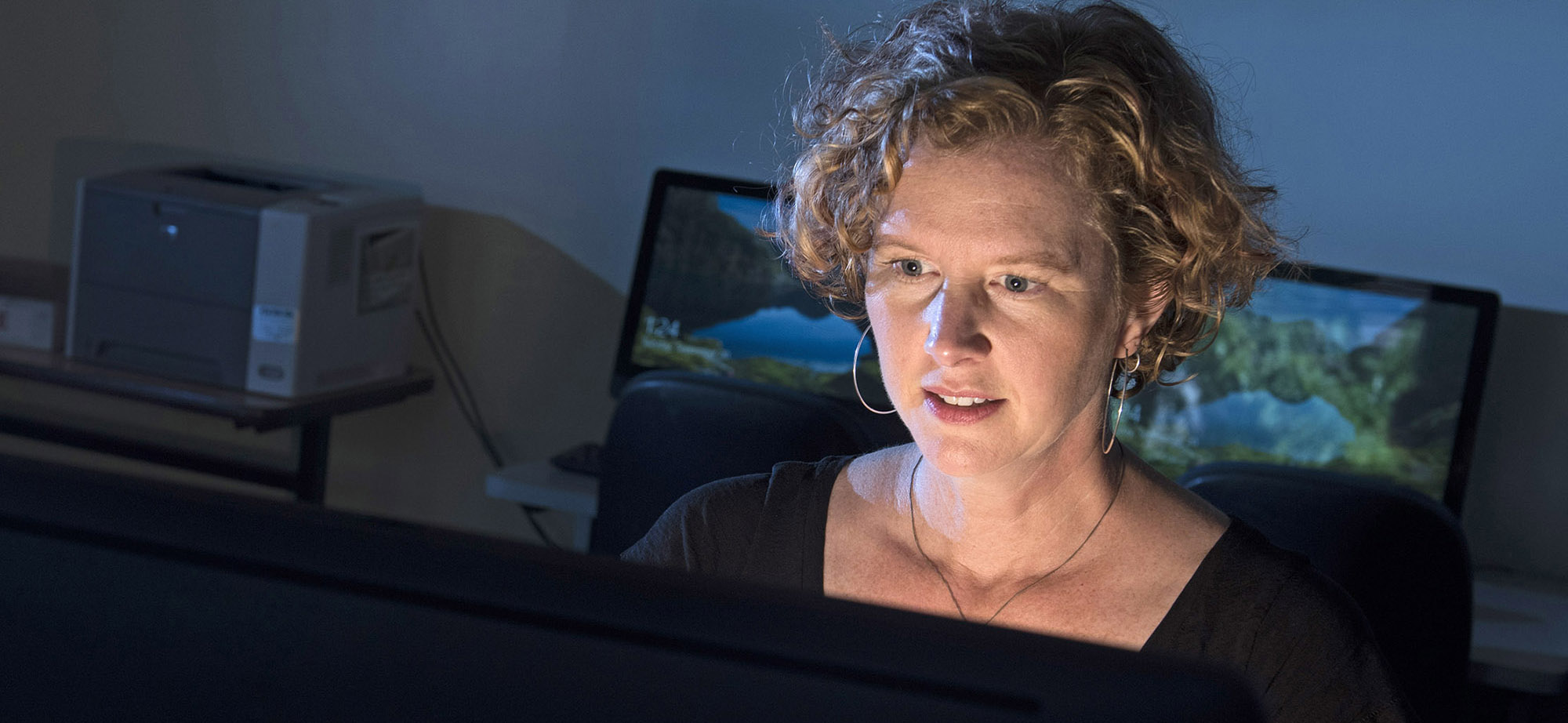  Student at computer screen 