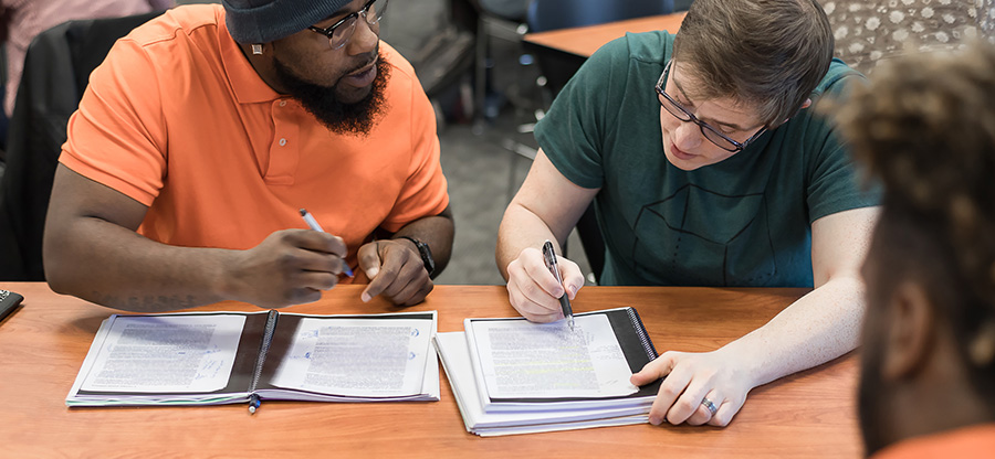  North Seattle College student working in tutor session 