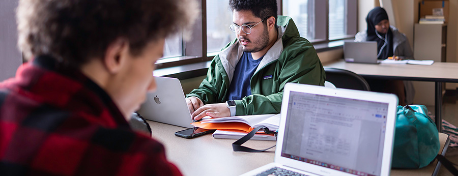 Seattle Central College math students in open study area