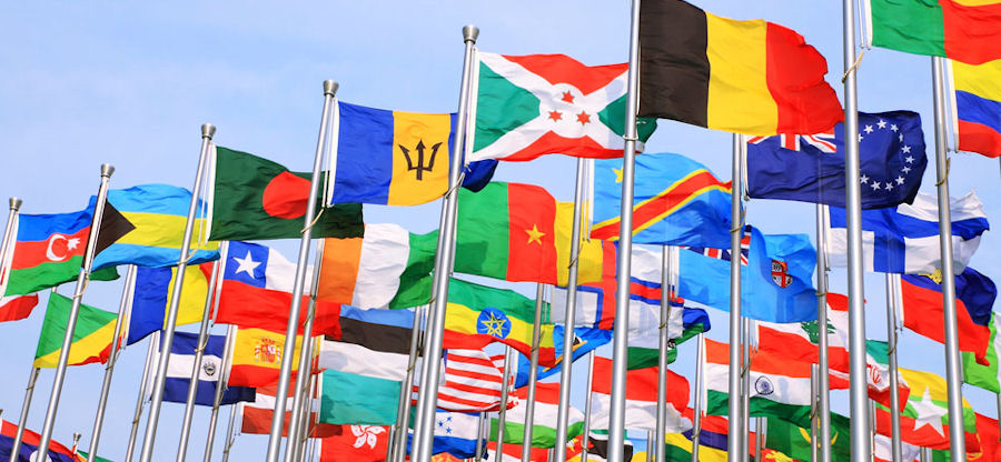  dozens of international flags  