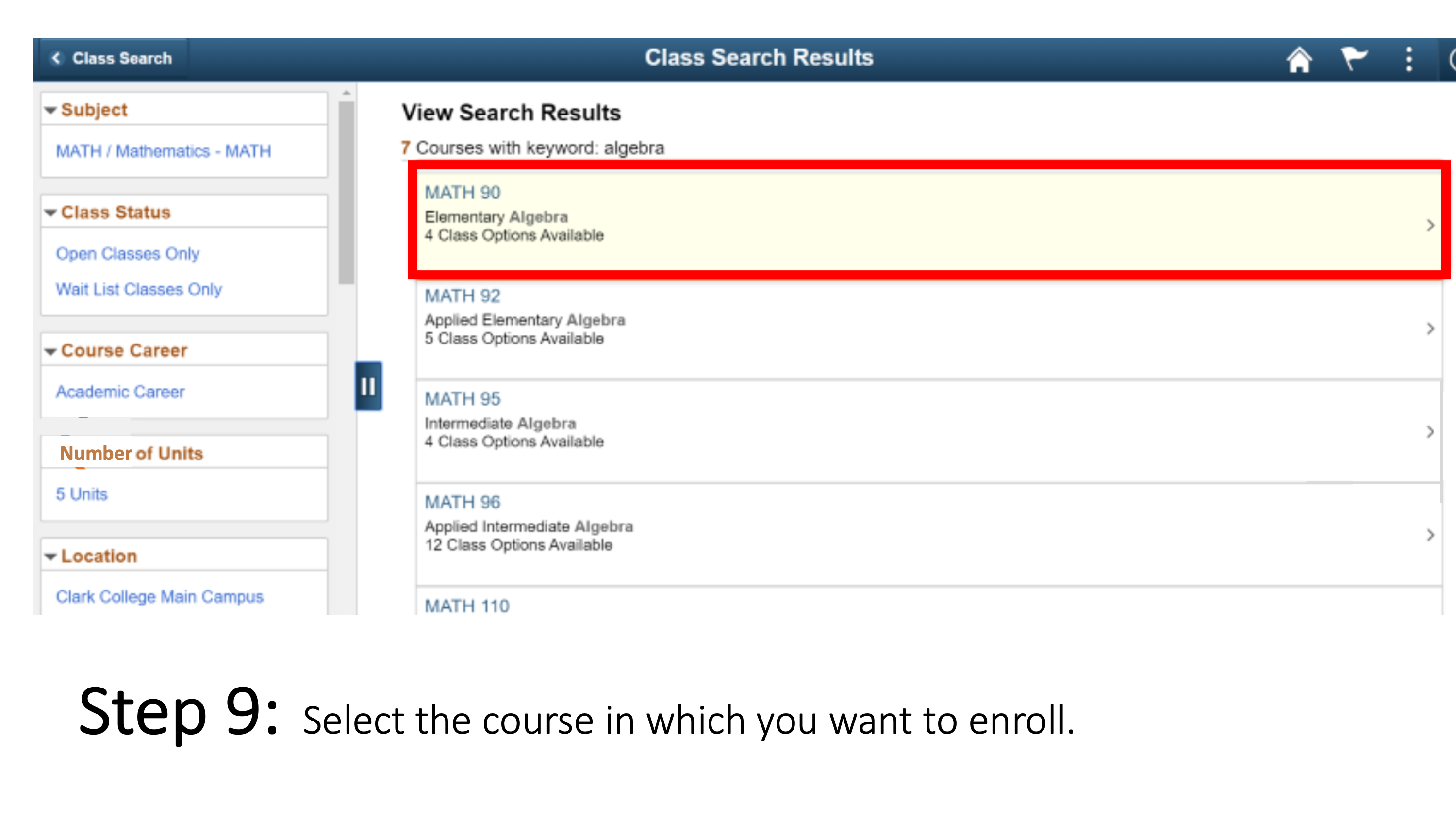 Select the course in which you want to enroll.