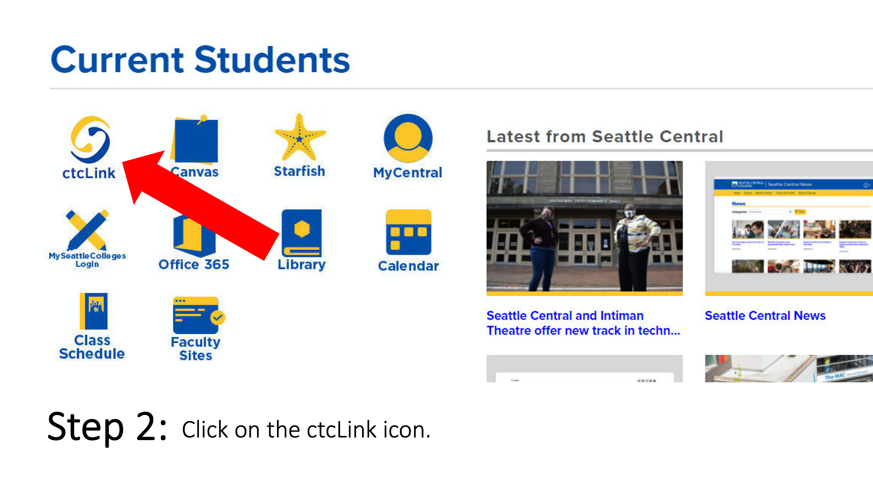 Click on the ctcLink icon on the Students page.