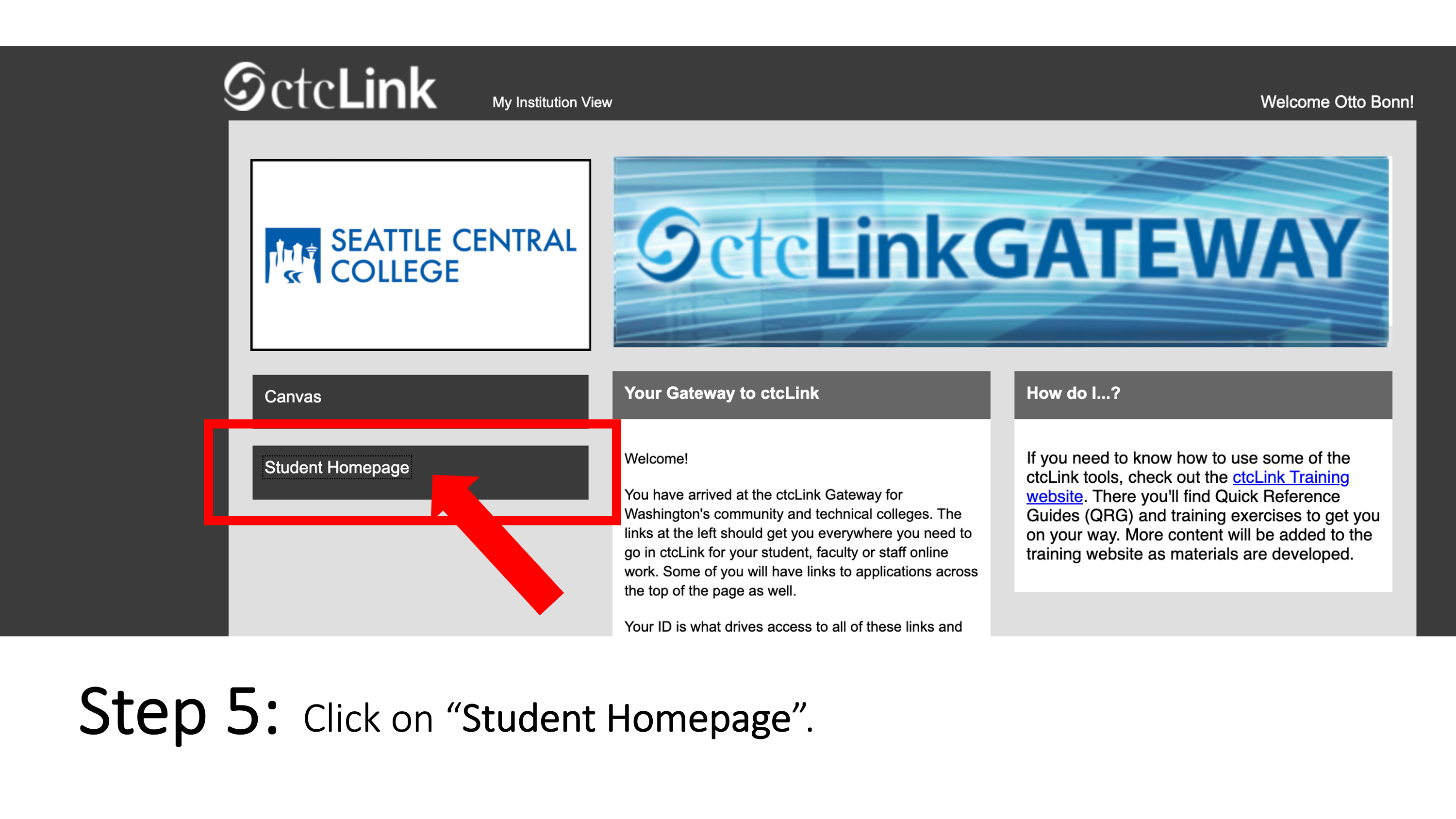 Click on “Student Homepage”. 