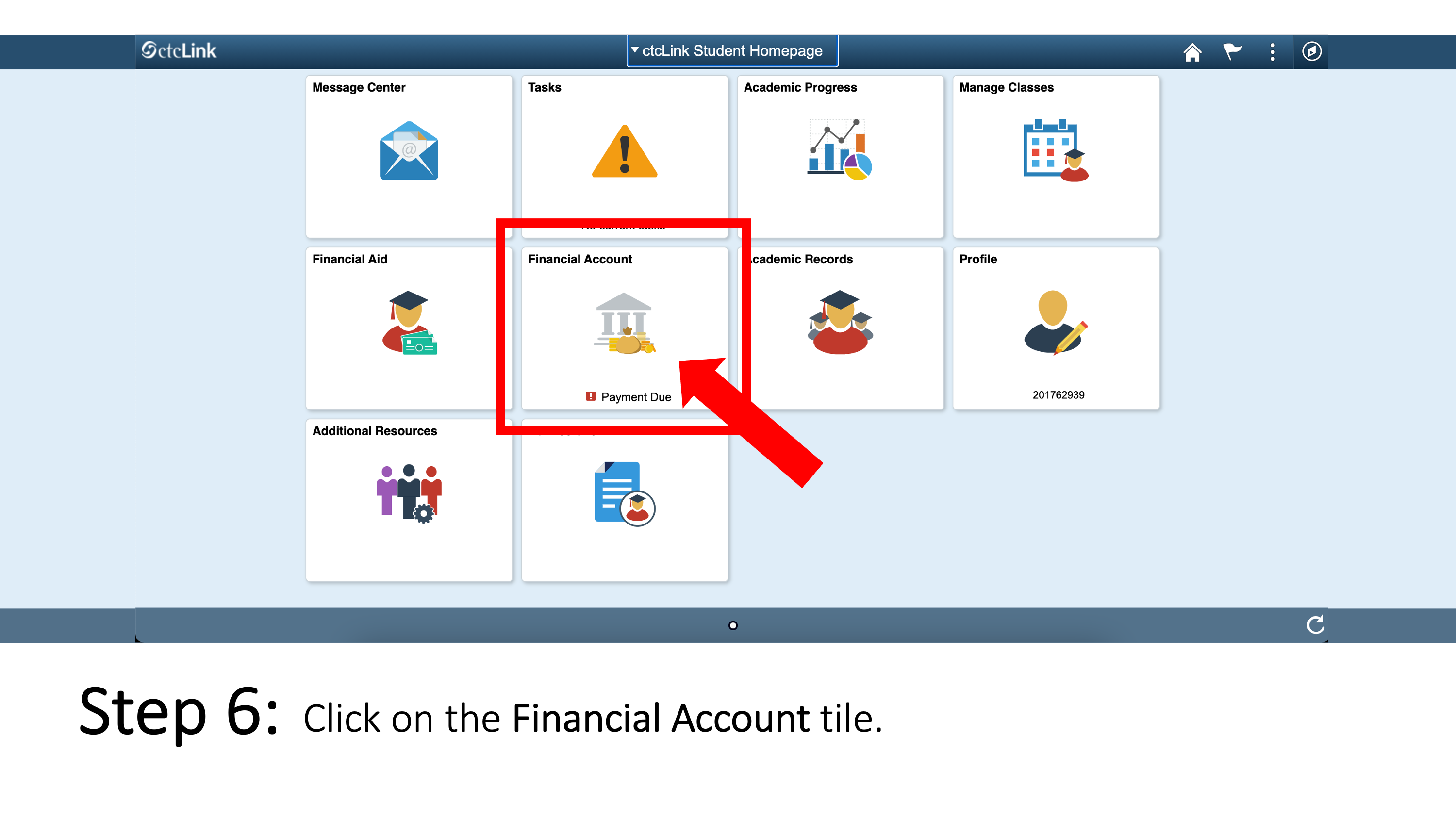 Click on Financial Account tile