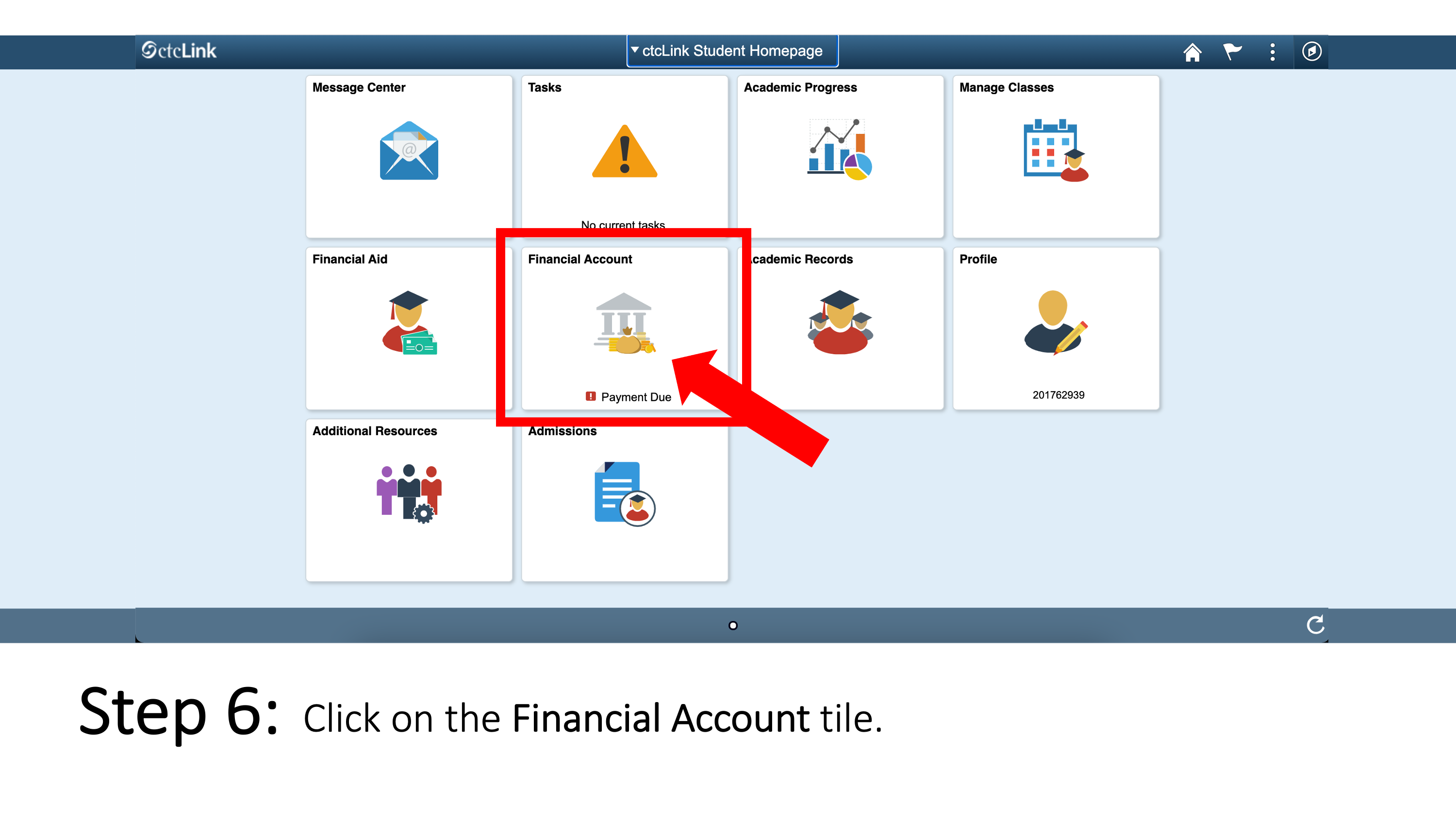 Click on the Financial Account tile.