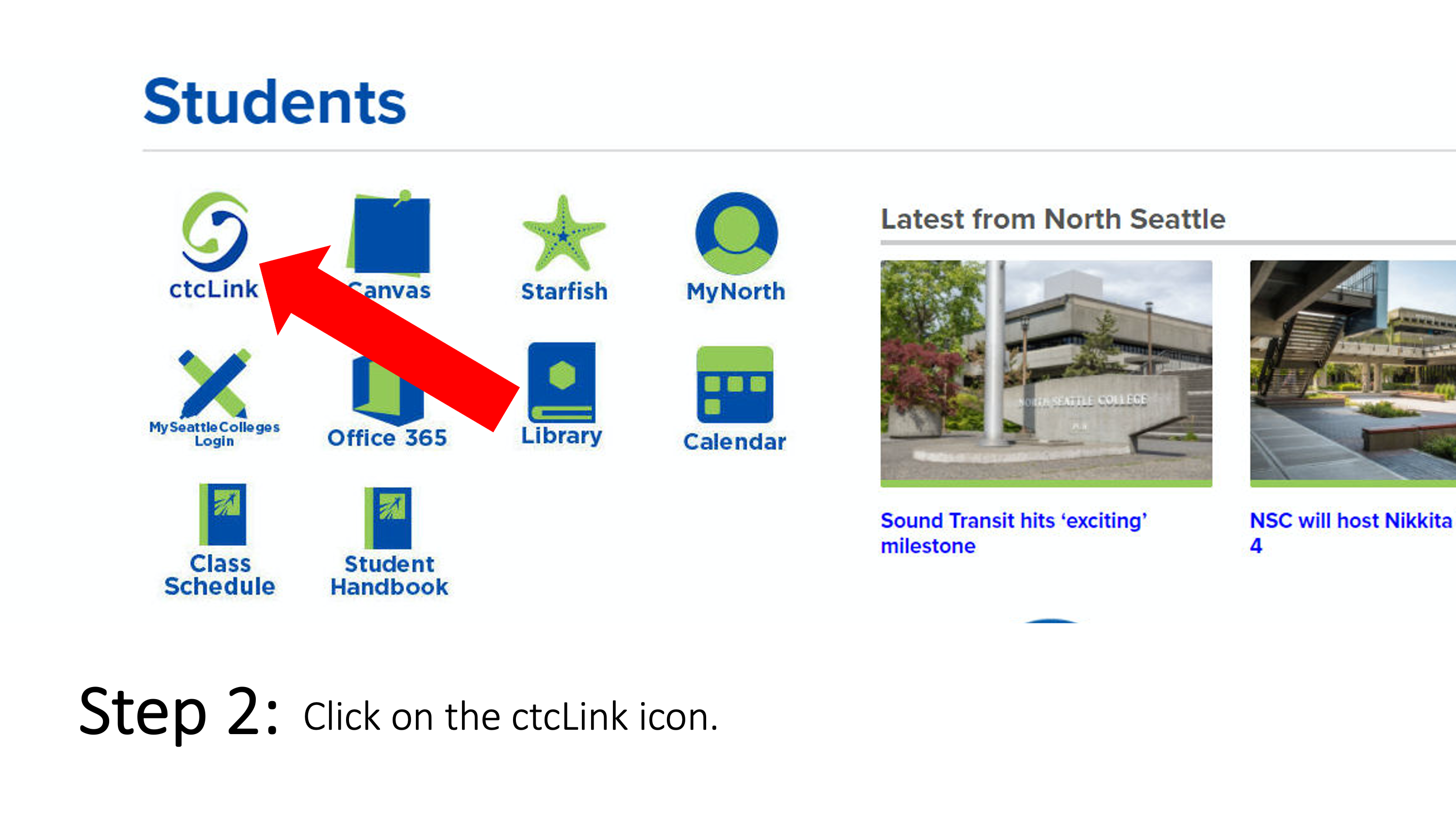 Step 2: Click on the ctcLink icon on the Students page.