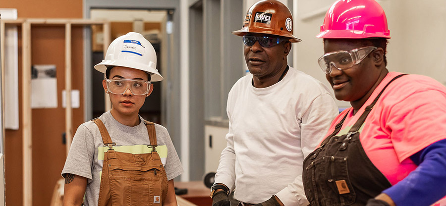students in construction and trades