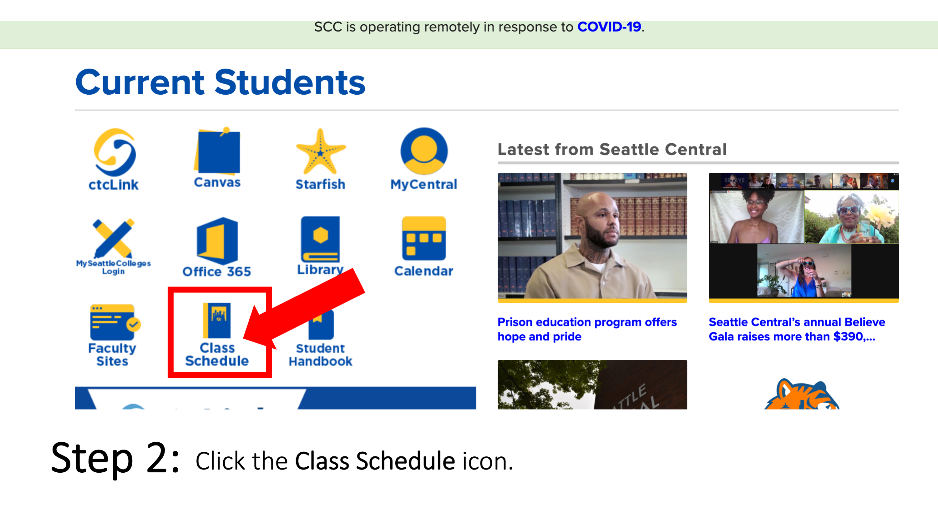 Step 2: Click on Class Schedule.