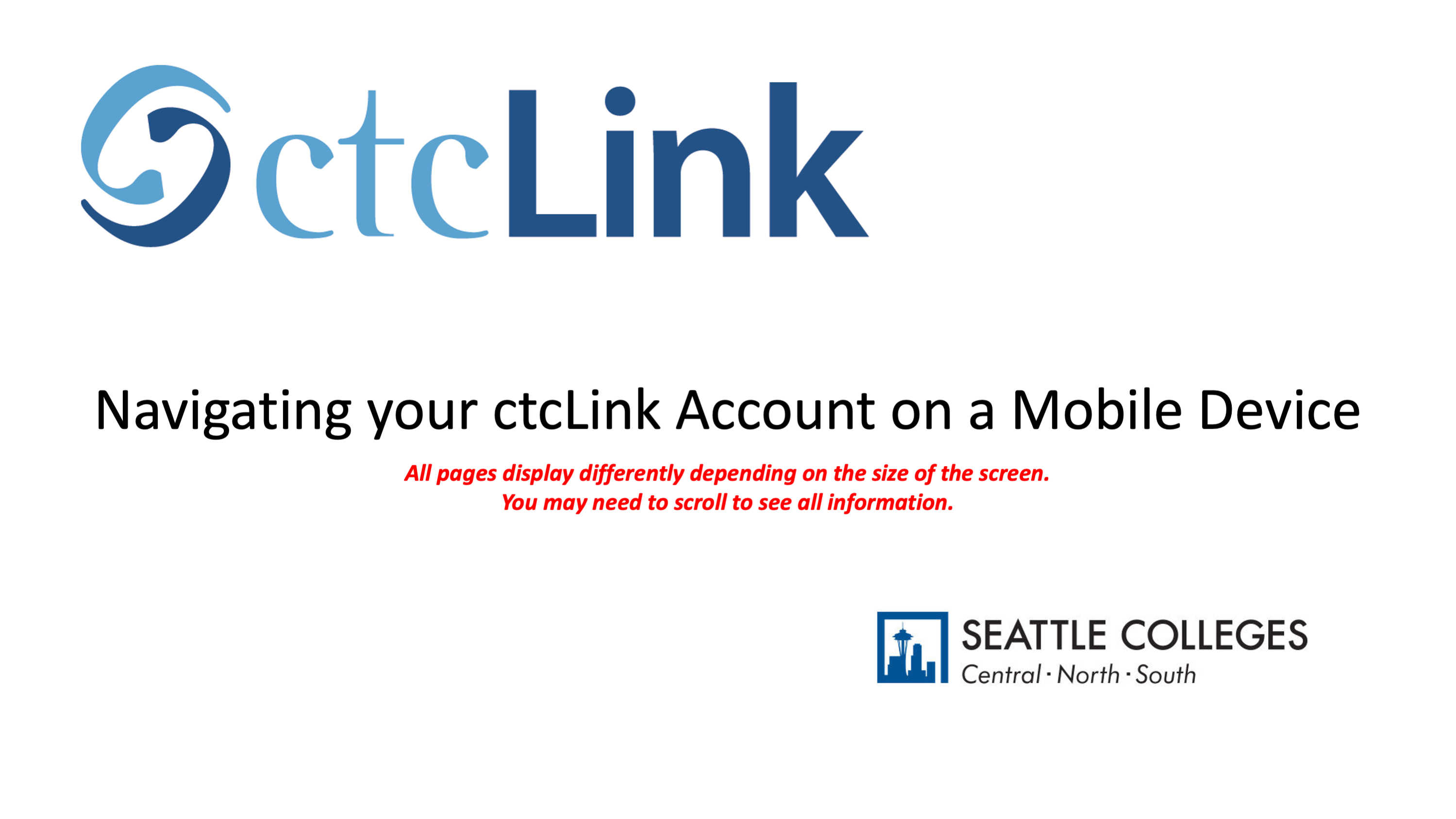 Navigating your ctcLink Account on a Mobile Device
