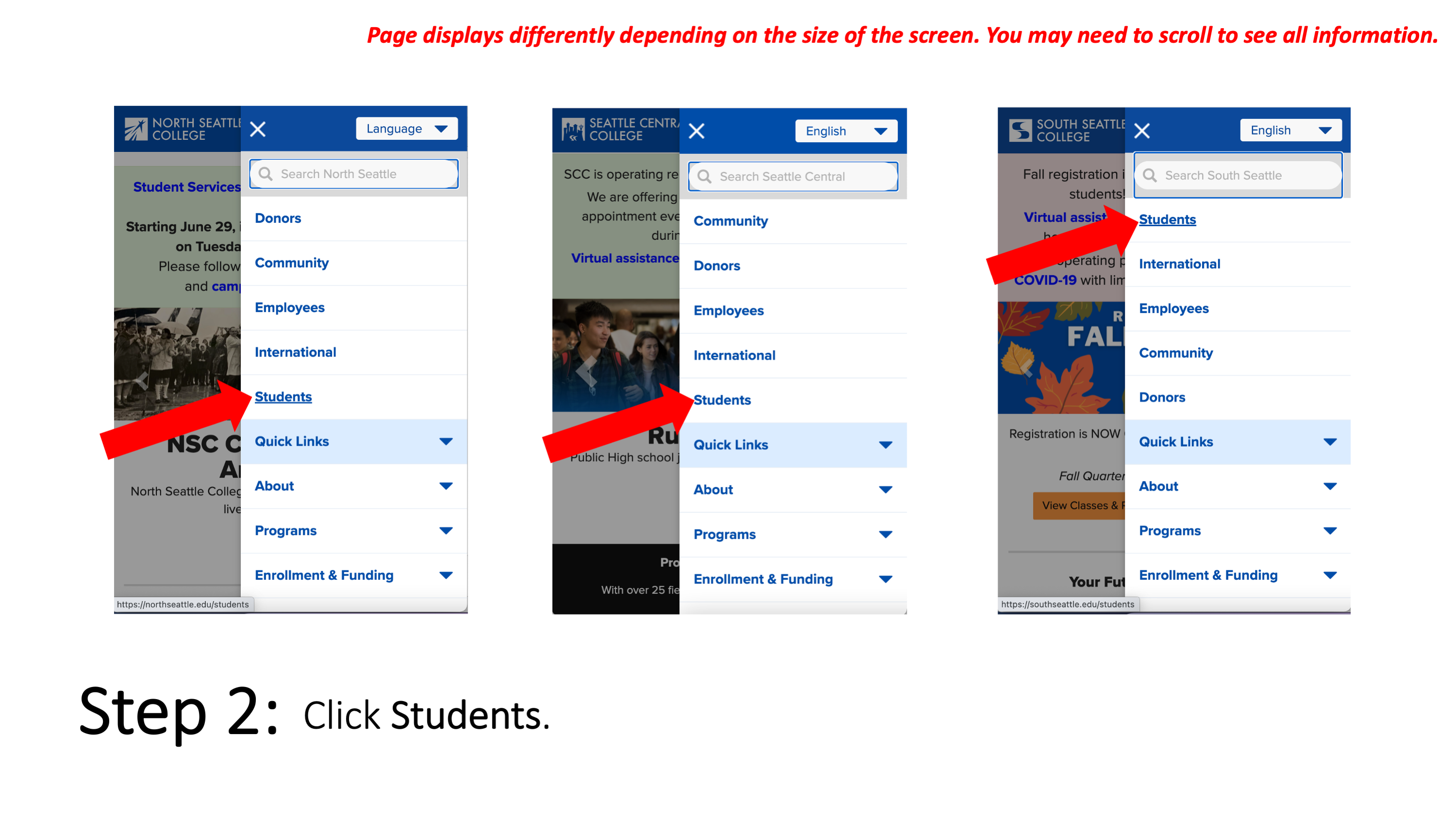 Step 2: Click Students.