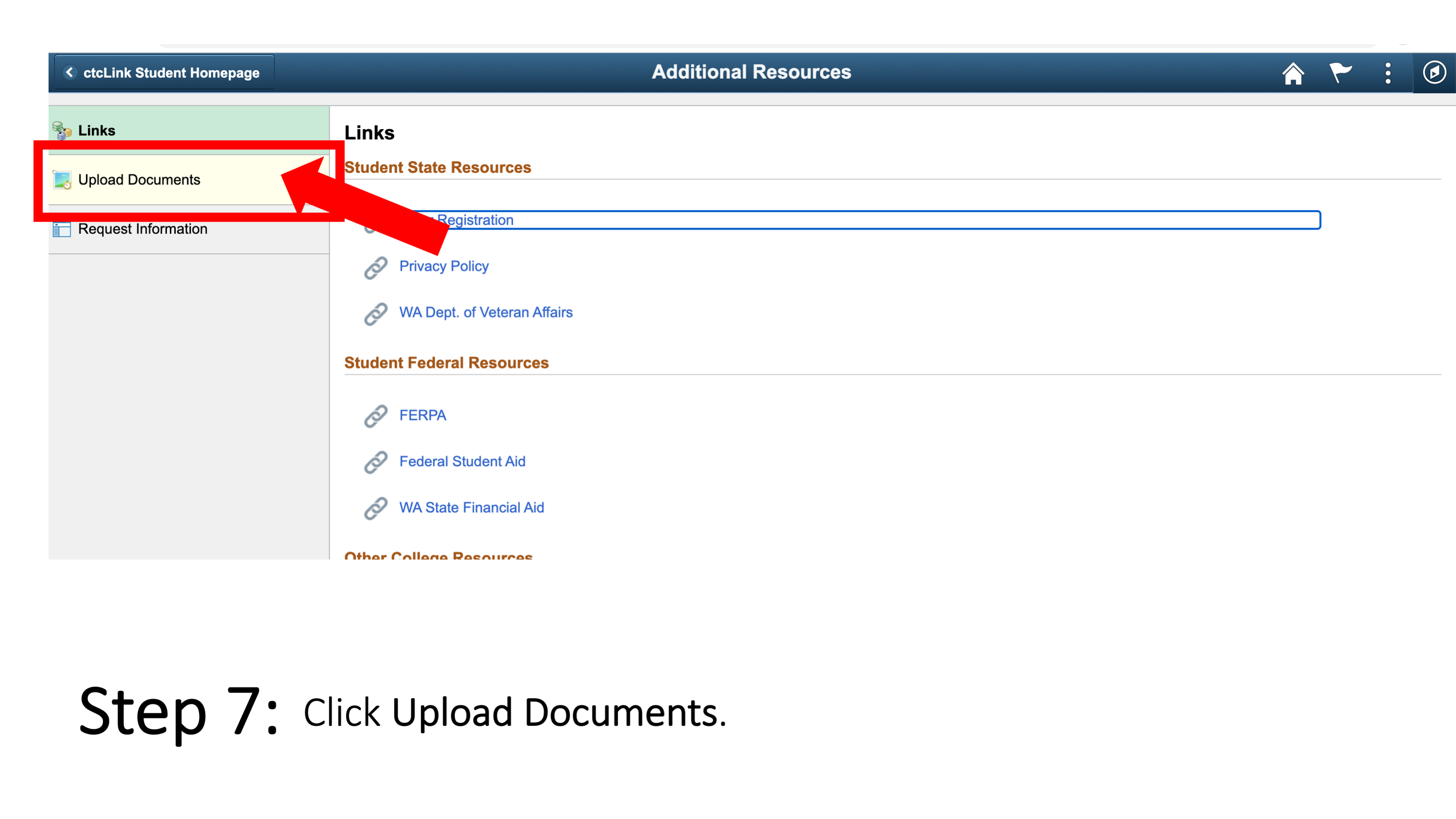 Slide 8 - Step 7: Click Upload Documents. 