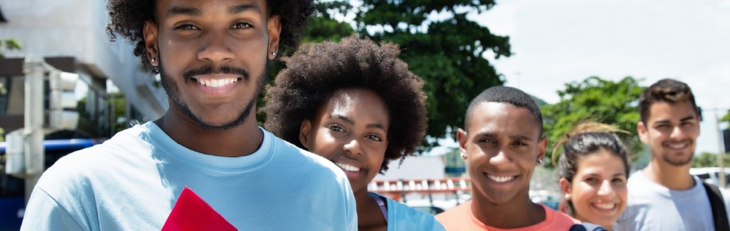 a group of smiling students