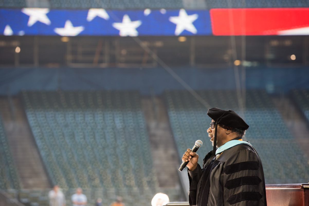Daniel Johnson sings the national anthem