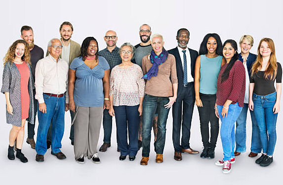  a diverse group of people standing together 