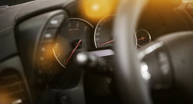 Dashboard and steering wheel of a car