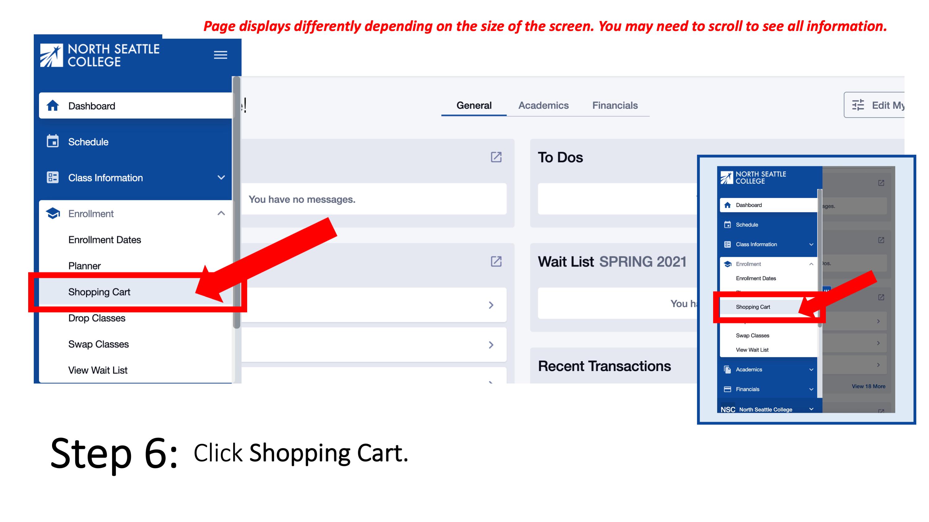 Step 6: Click Shopping Cart.