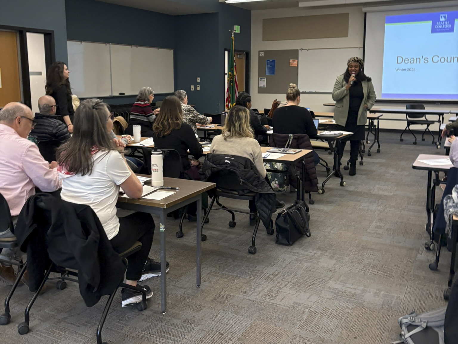 Speaker at the first Deans' Council meeting of the year hosted at South Seattle College's Georgetown Campus