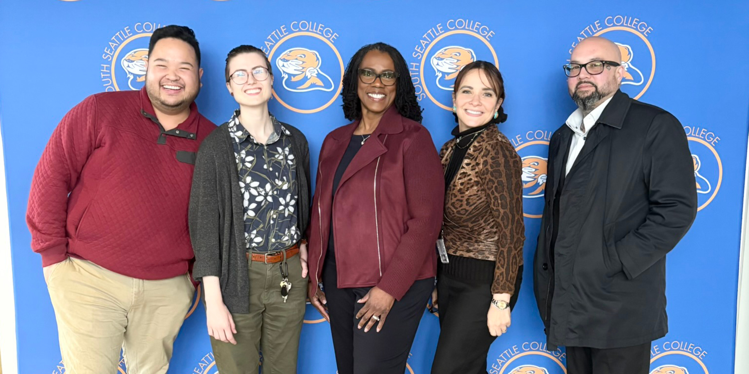 Seattle Colleges District Workforce Development Office's Dr. Dalia Sherif, South Seattle College's Willow Schooler and Ferdinand Orbino, and other attendees at Discover Seattle Colleges events at South Seattle College.
