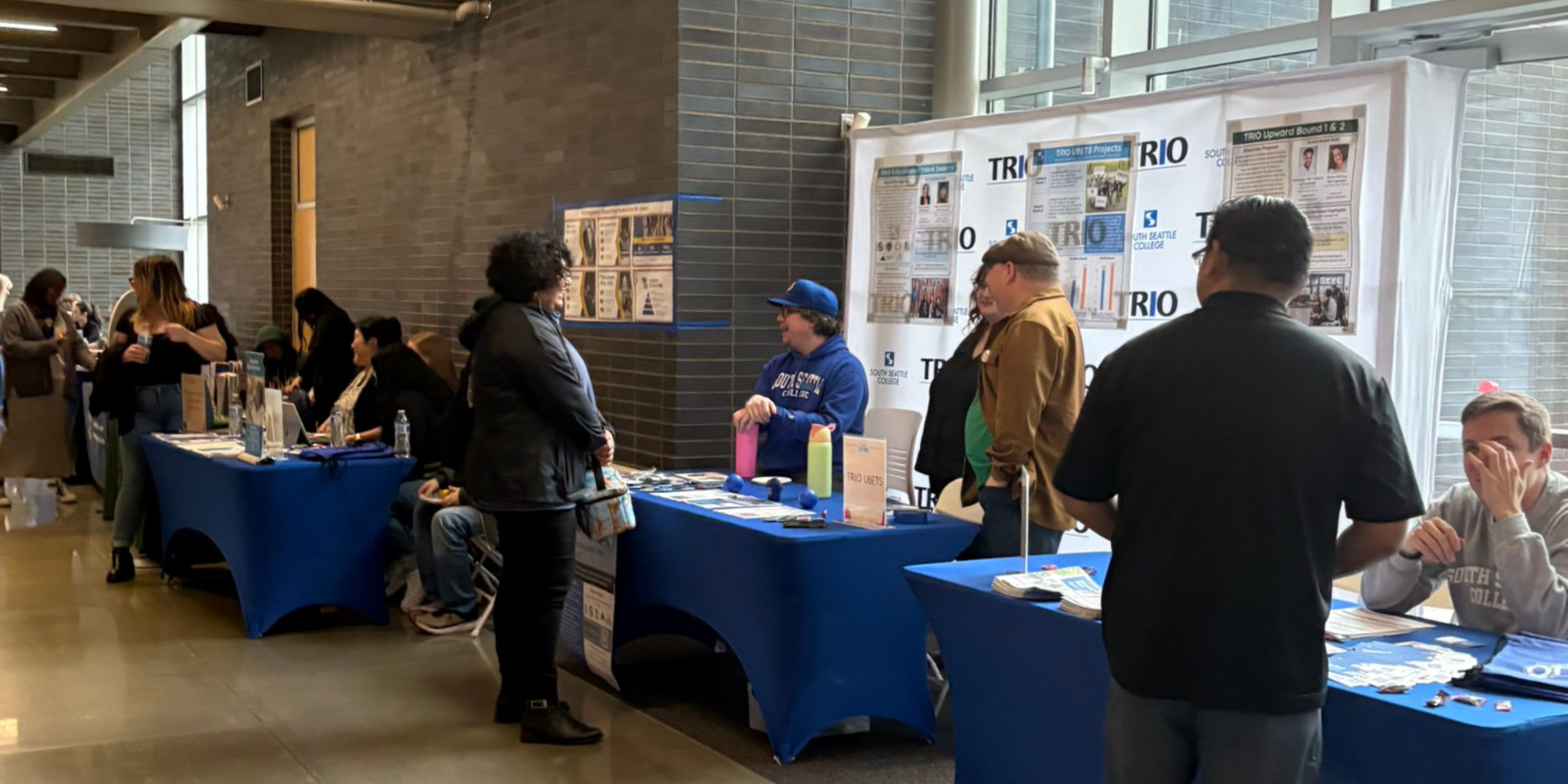 Tabling spaces at South Seattle College during a Discover Seattle Colleges 2025 Open House.