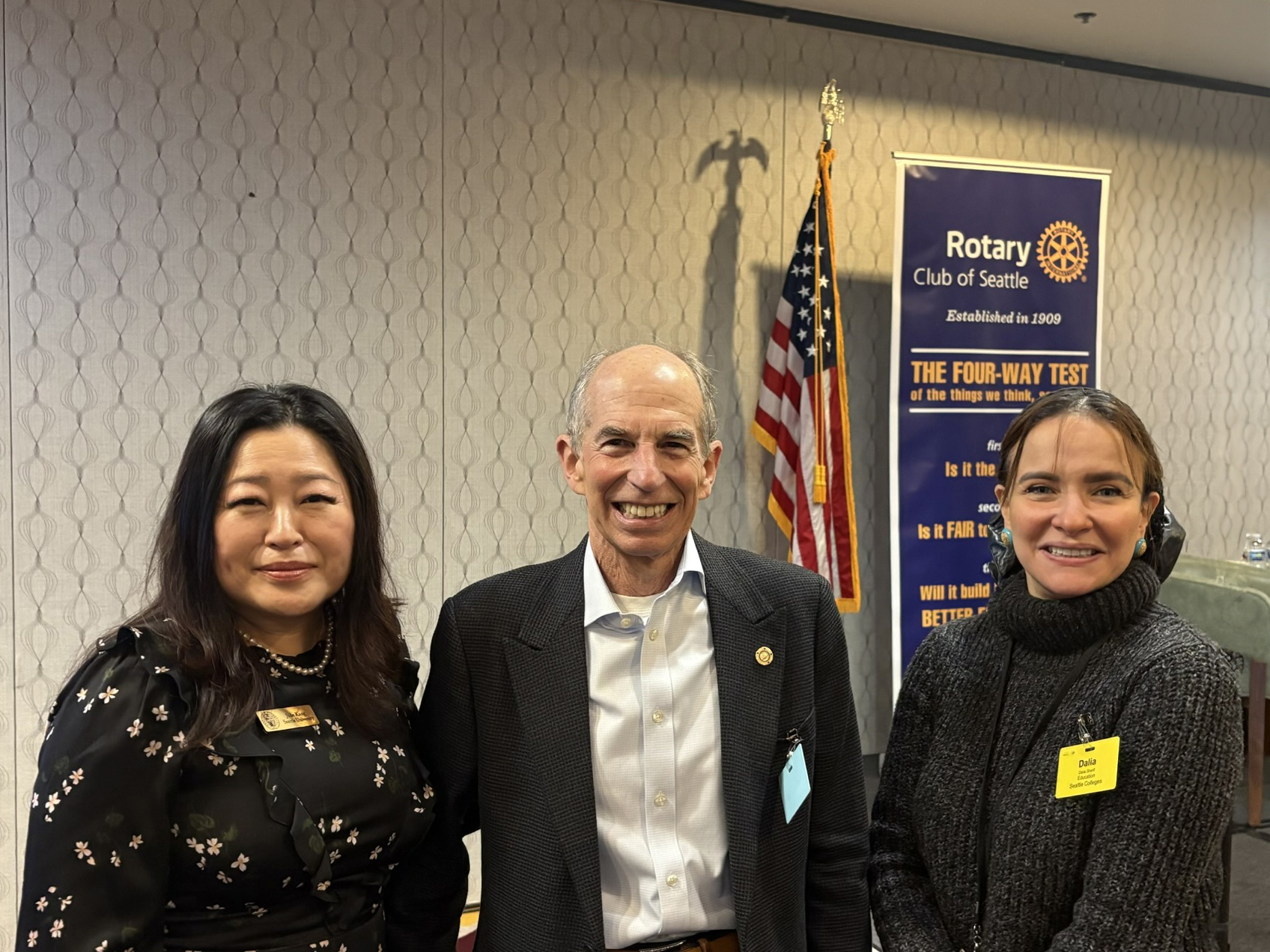 Dr. Dalia Sherif, Senior Executive Director of the Seattle Colleges' District Workforce Development Office at a Rotary 4 Club Meeting.