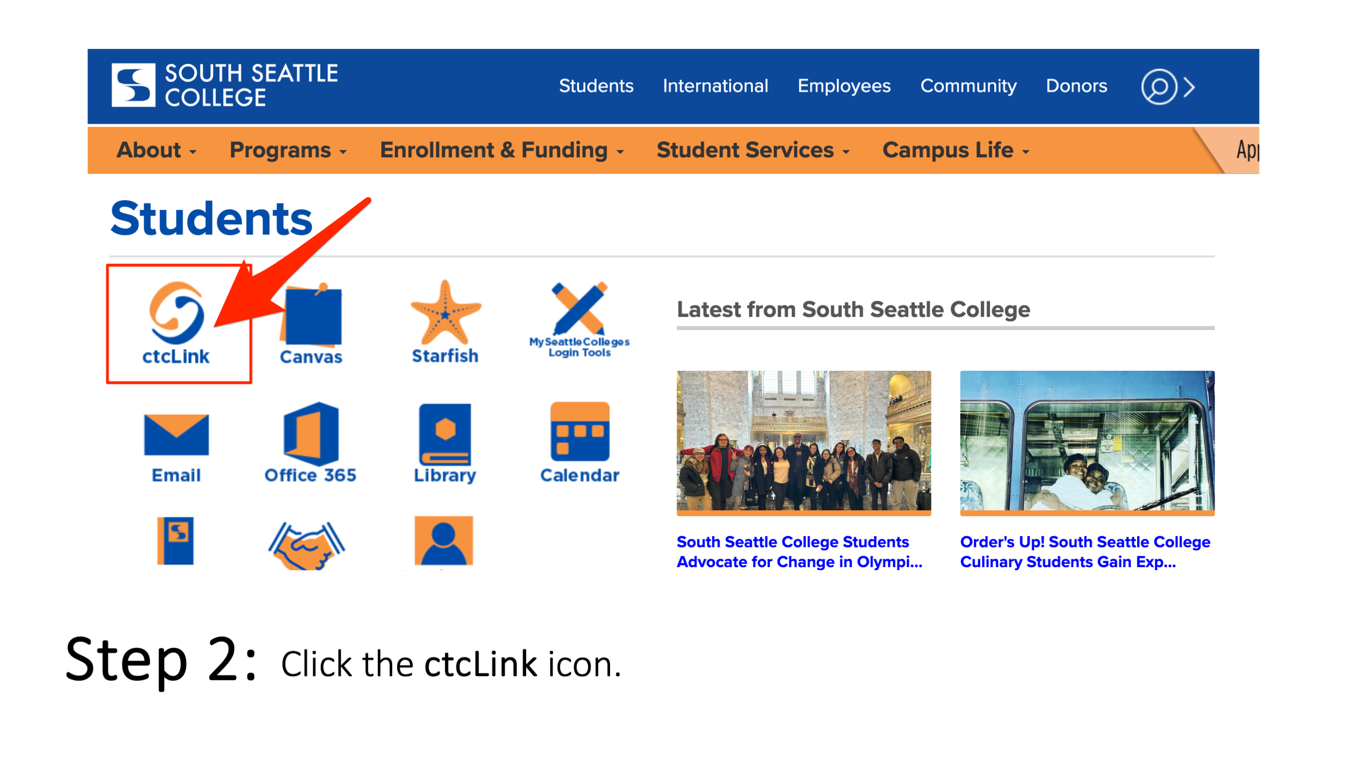 Step 2: Click the ctcLink icon.