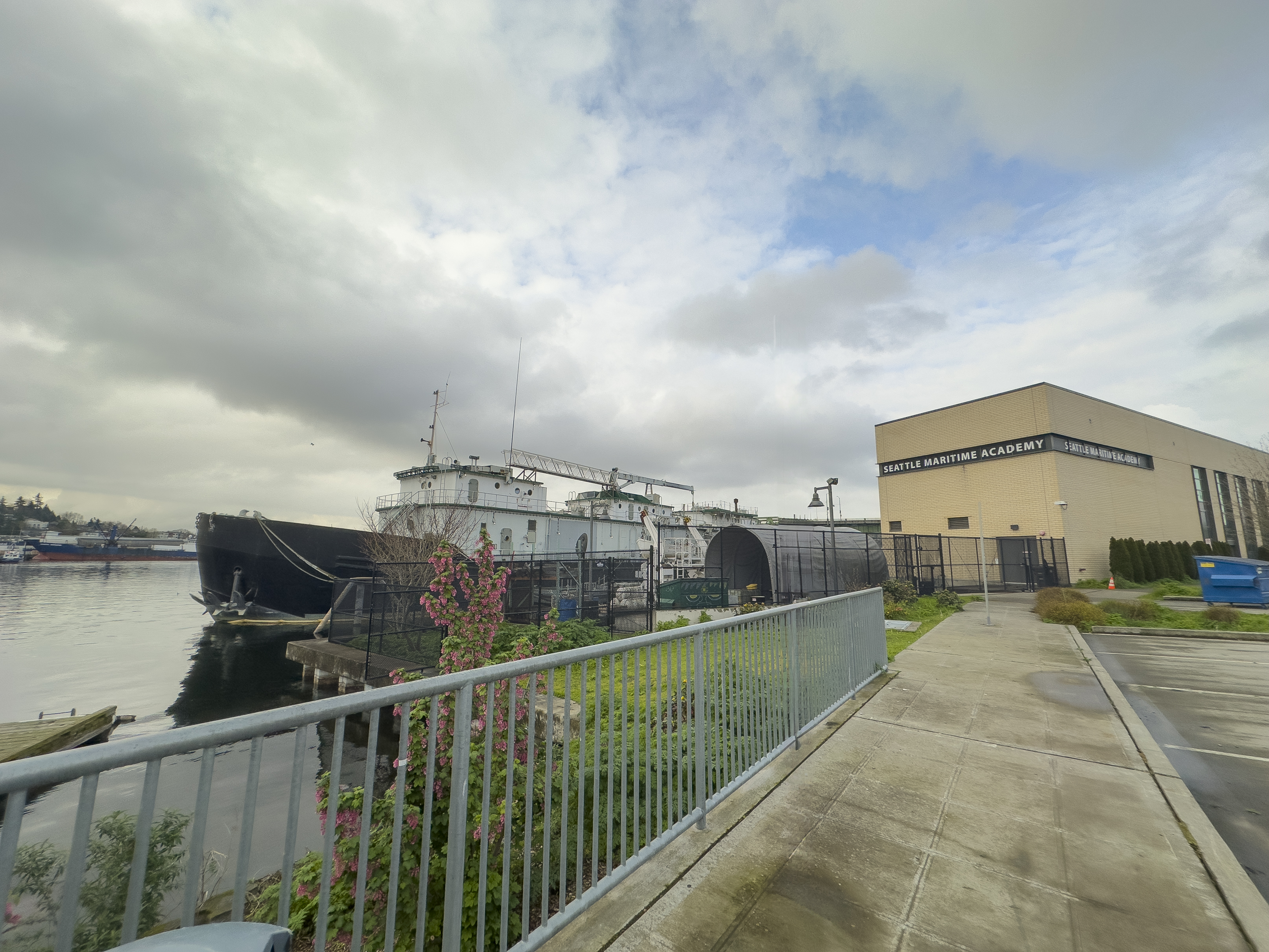 Outside of the Seattle Maritime Academy, near the Ballard Bridge