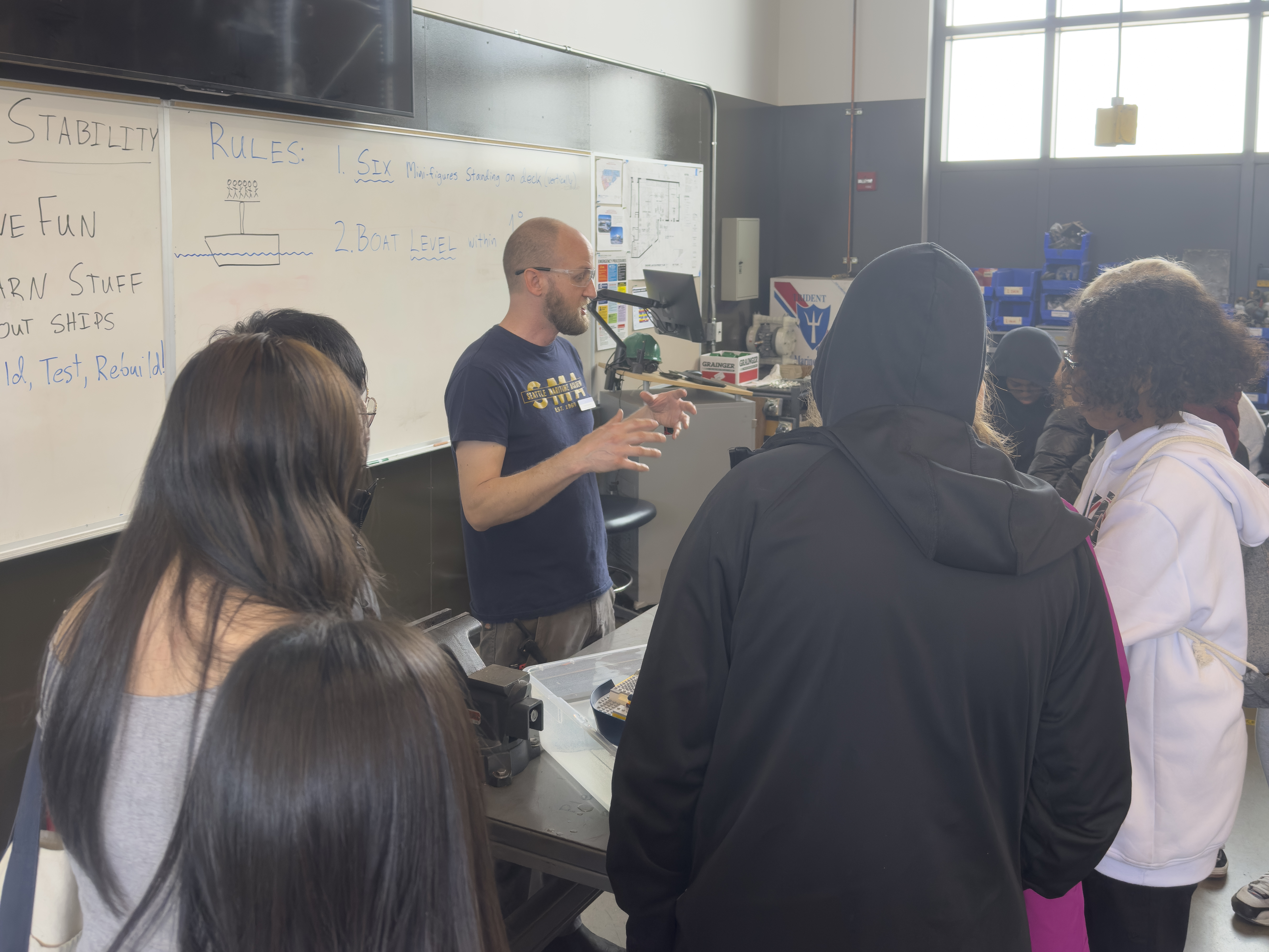 The buoyancy activity was carried out by Port Engineer Danny Blanchard, who taught them key navigation concepts too.