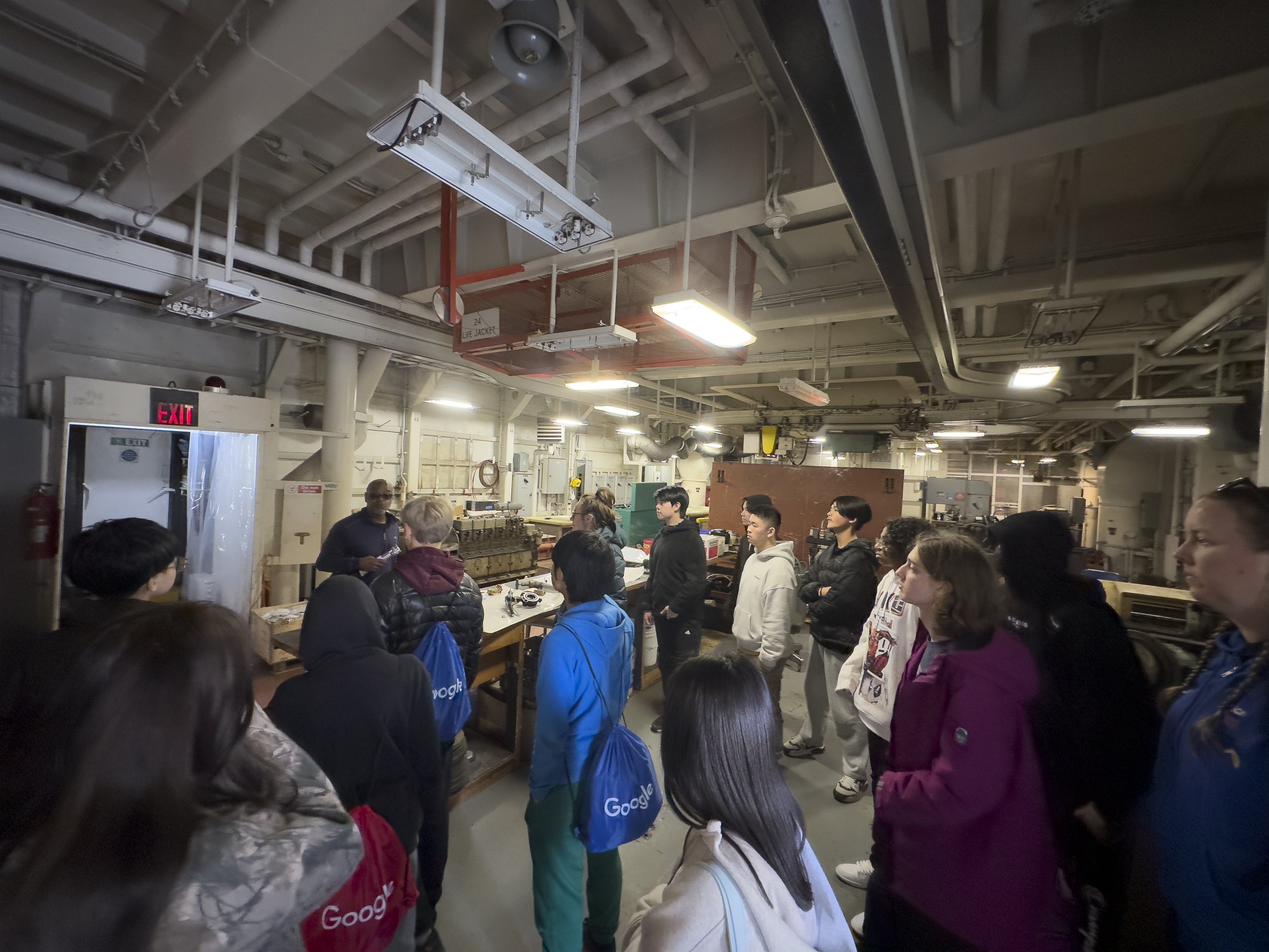 Students aboard the Vulcan, where they learnt about the vessel's inner workings and what life at sea might look like.