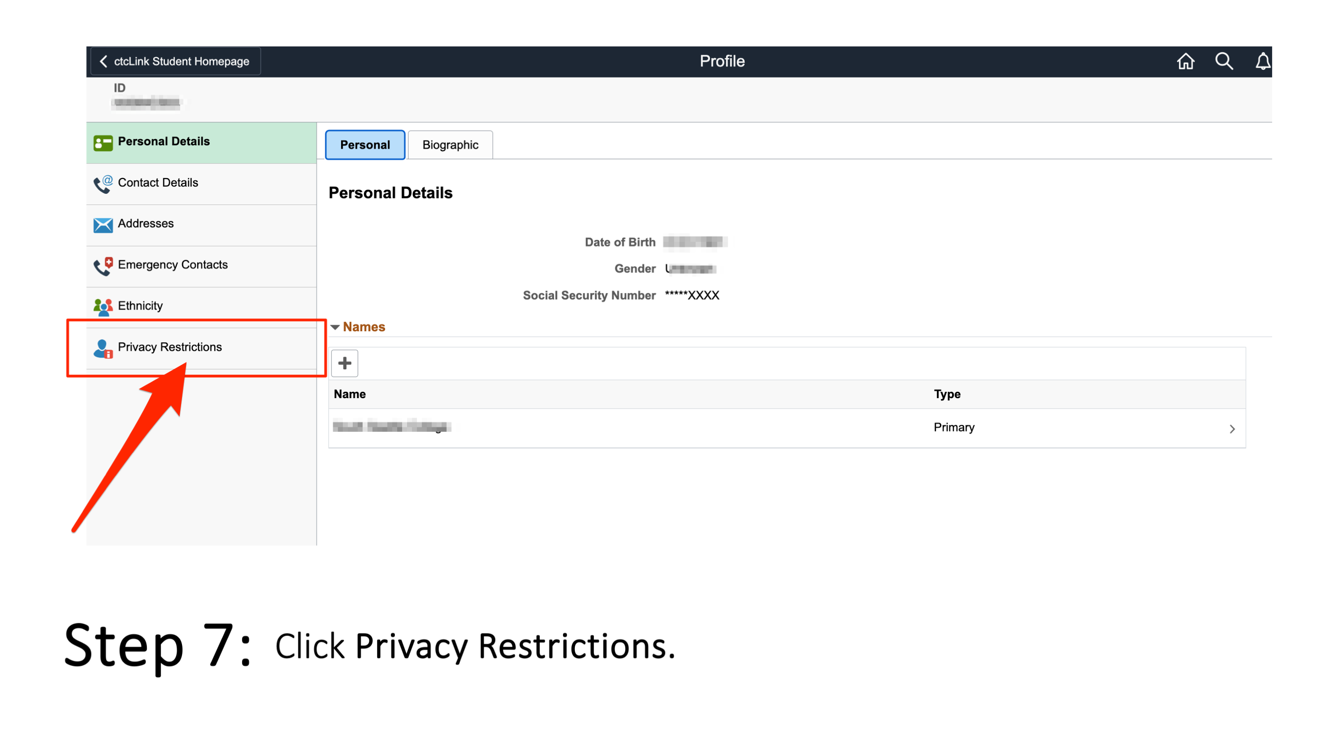 Step 7. Click Privacy Restrictions.