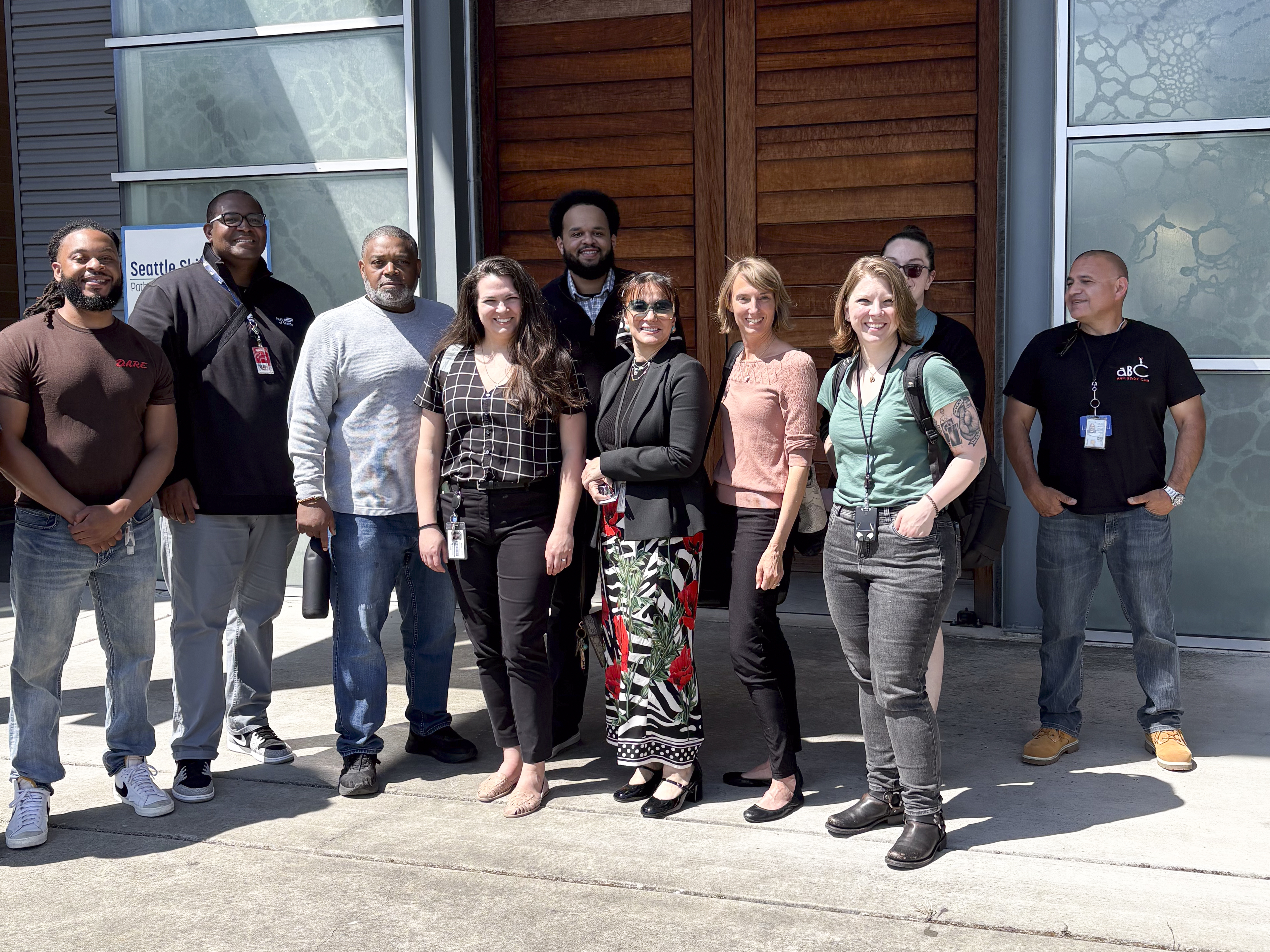 Seattle Colleges, Port of Seattle and Seattle Public Schools representatives at Seattle Central's Wood Technology Center