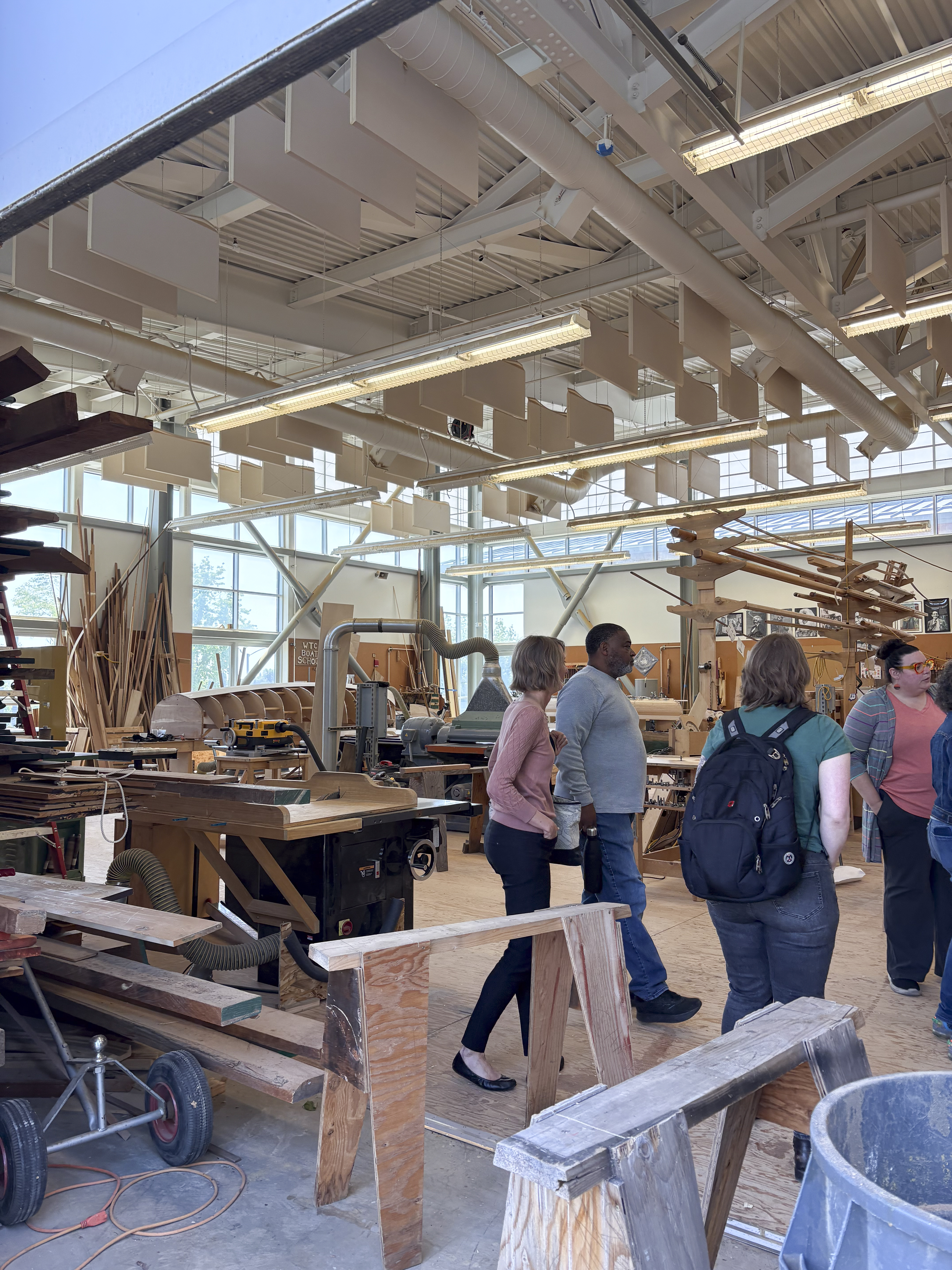Seattle Colleges, Port of Seattle and Seattle Public Schools representatives at Seattle Central's Wood Technology Center