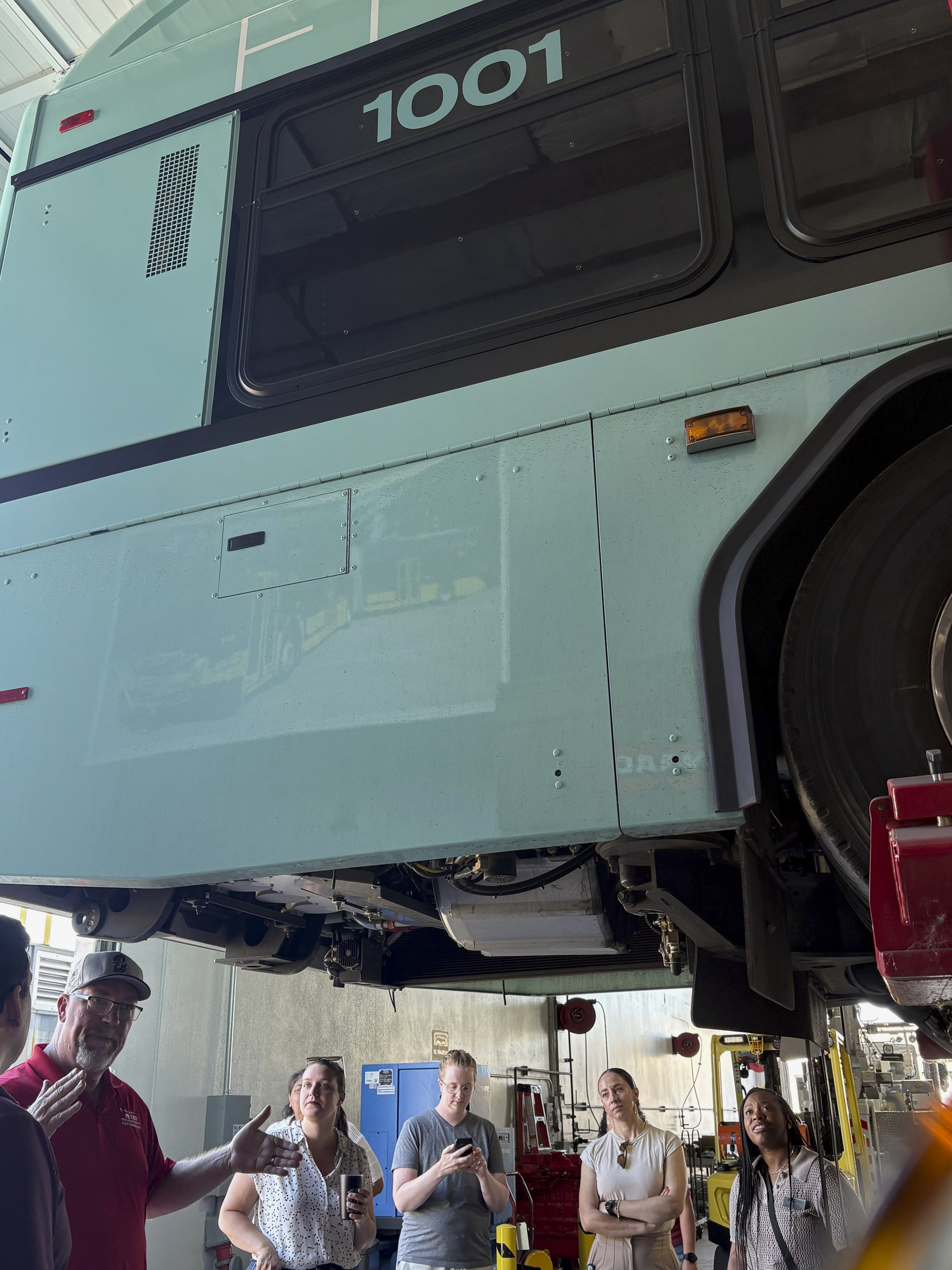 View of a fully electric bus from King County Metro, seen during a visit of the entity's facilities.