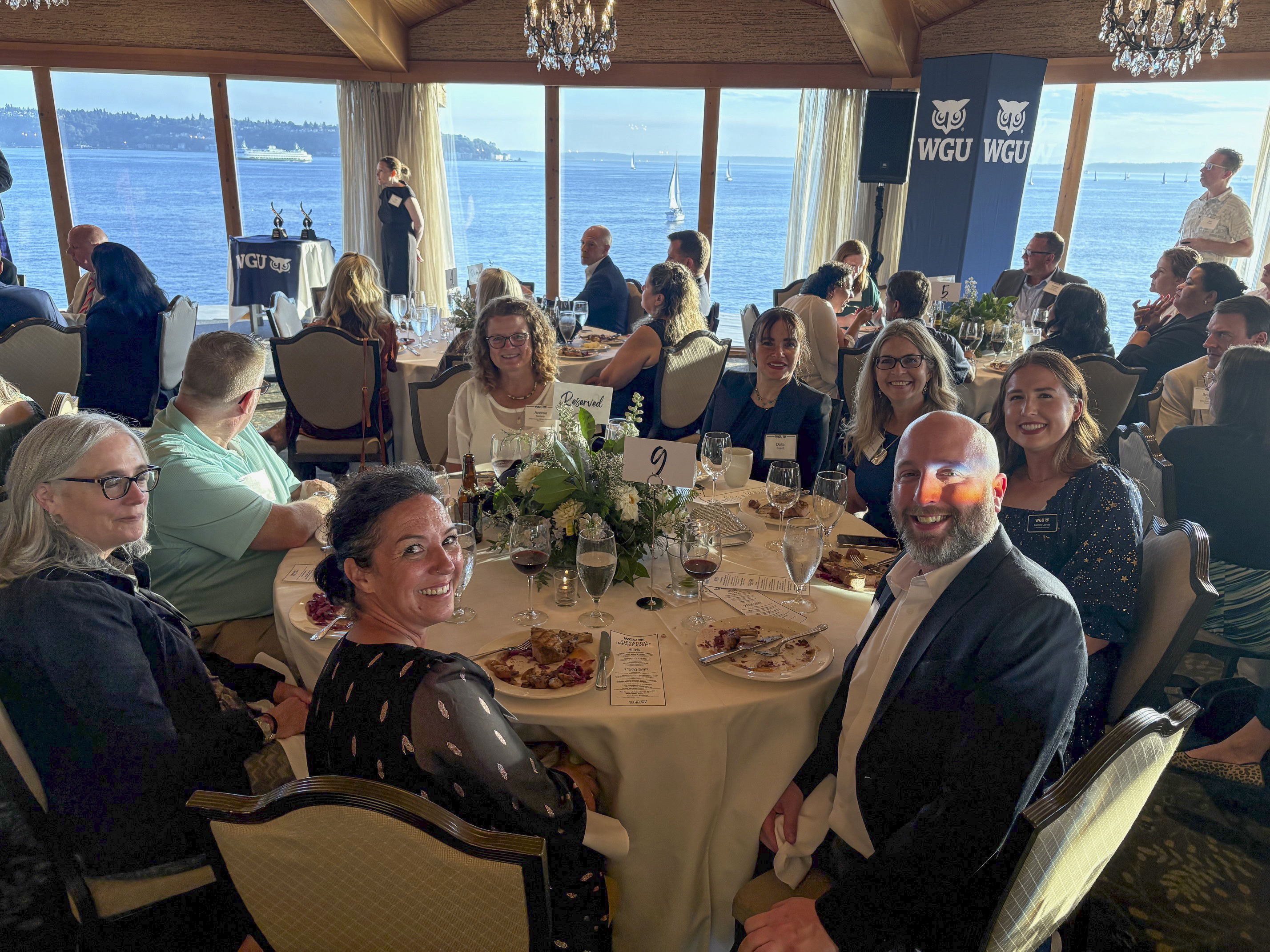 Dr. Dalia Sherif (Sr. Executive Director of Workforce Development) among participants at WGU partnership dinner.