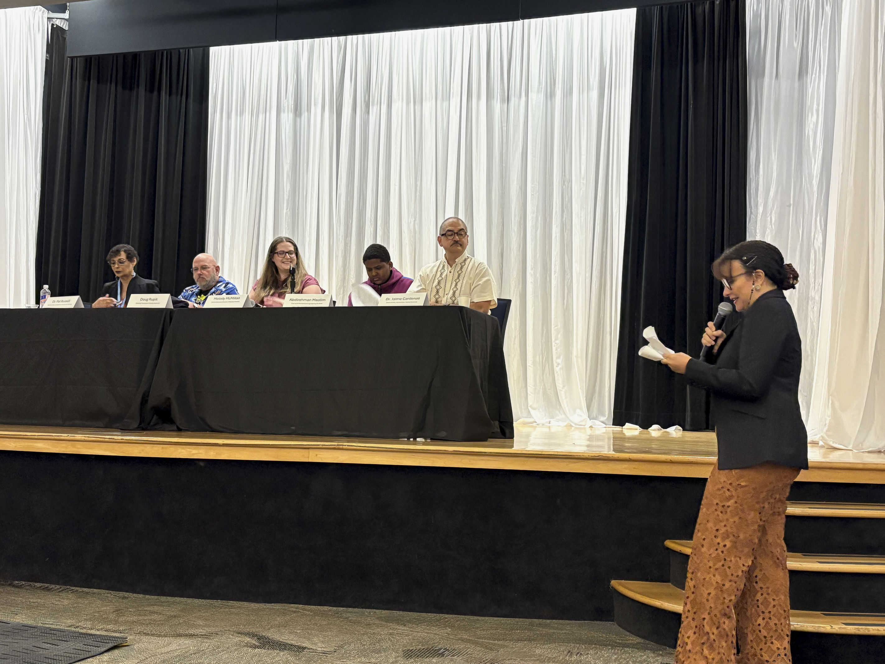Panel at CTE Teachers Convening event hosted at South Seattle College on August 25, 2025, with Dr. Dalia Sherif's participation.