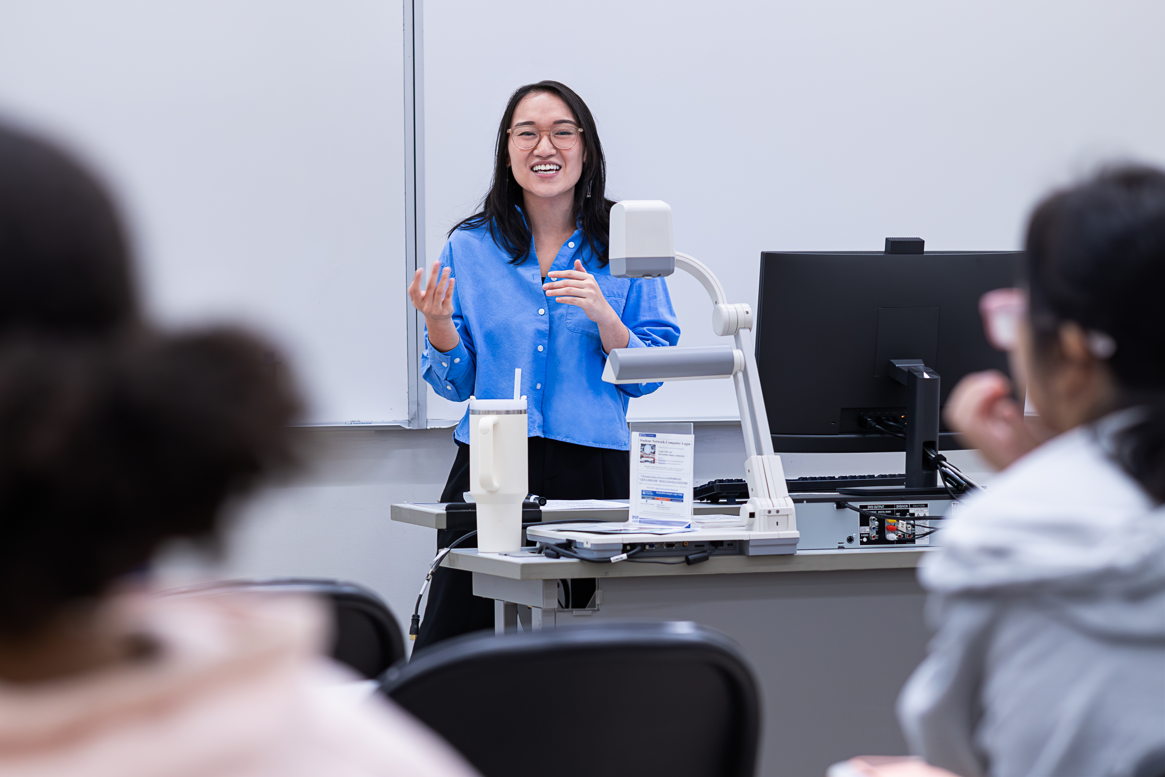 Speaker talking to audience of family members