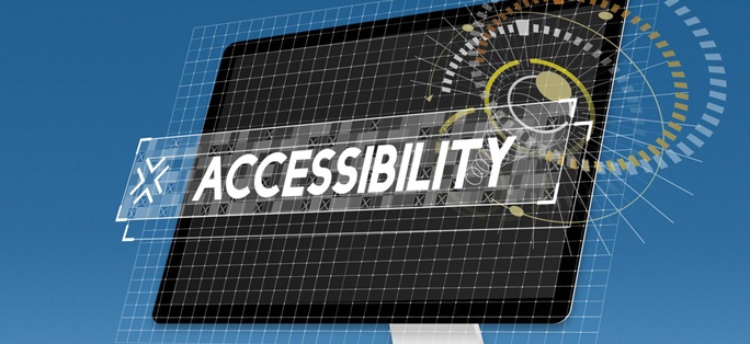 a computer screen with a grid and the word accessibility printed across it