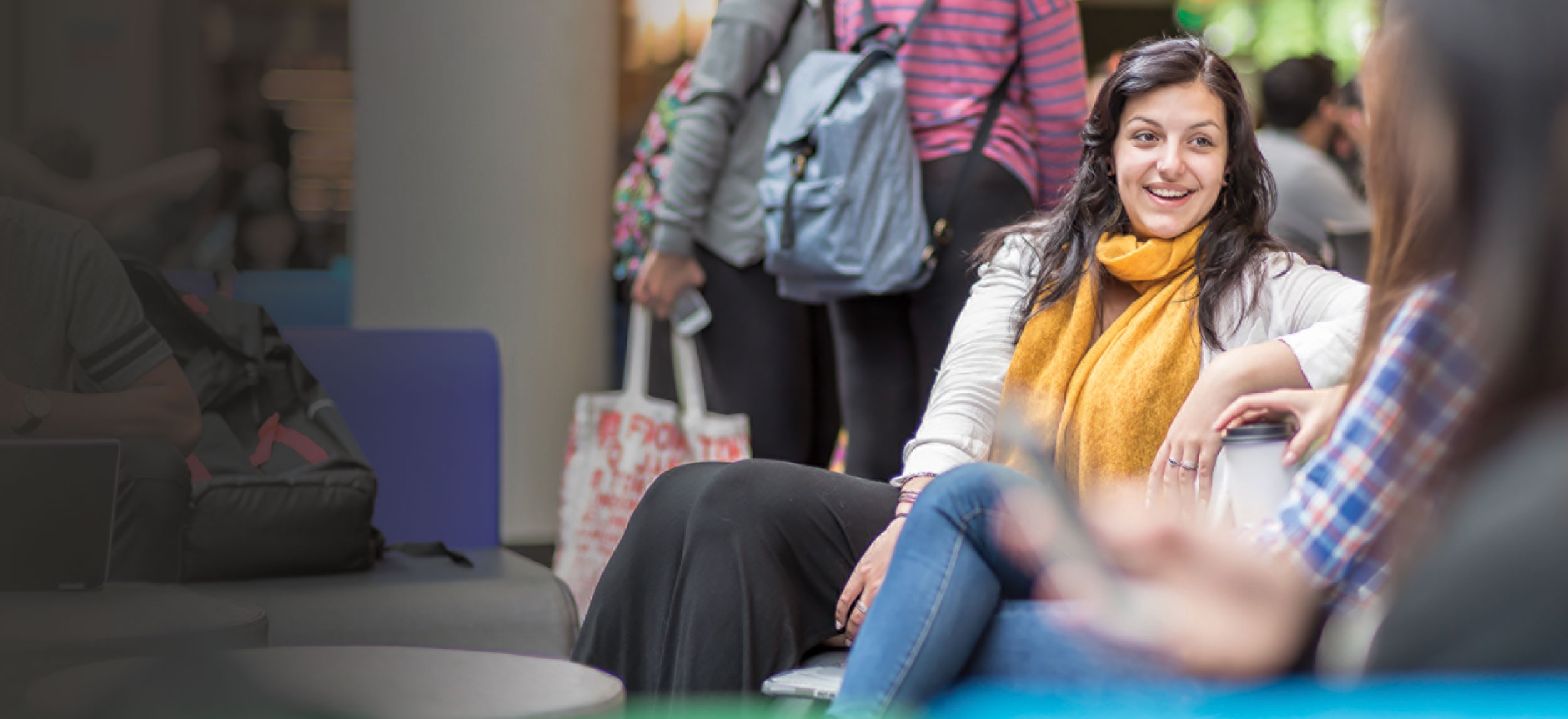 North Seattle College open area students sitting socializing