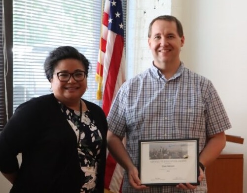 Left to right: Interim Chancellor Rosie Rimando-Chareunsap, Dale Nelson