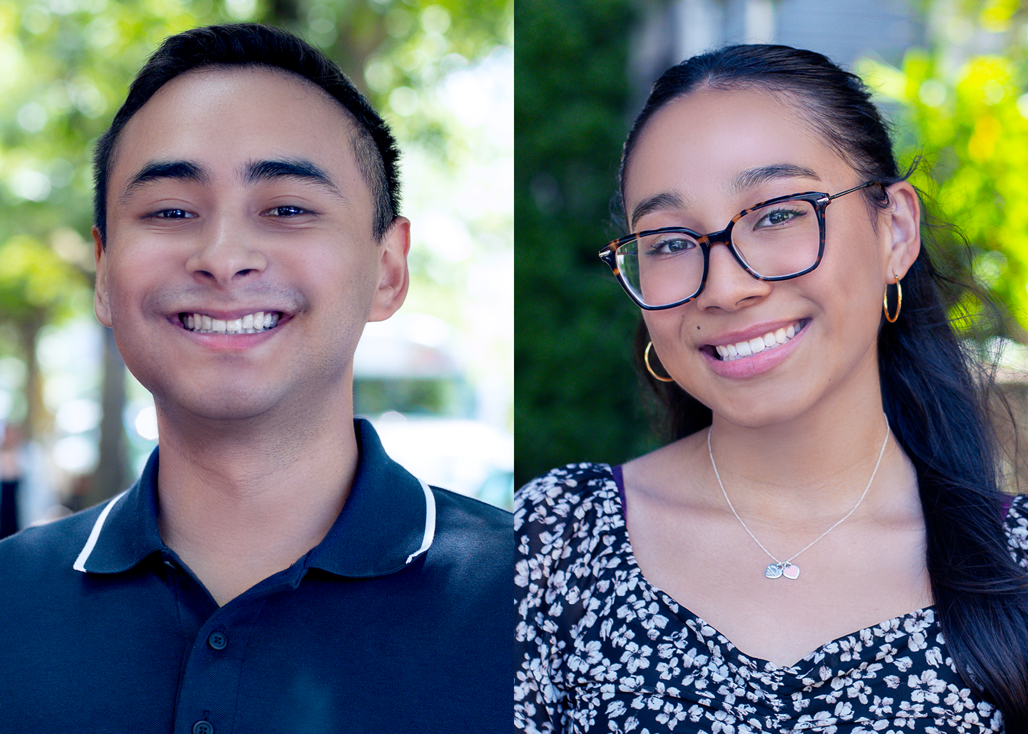 Anthony and Fathima Garcia smiling outside